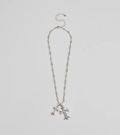 Graceful Radiance Rhinestone Cross Pendant Necklace