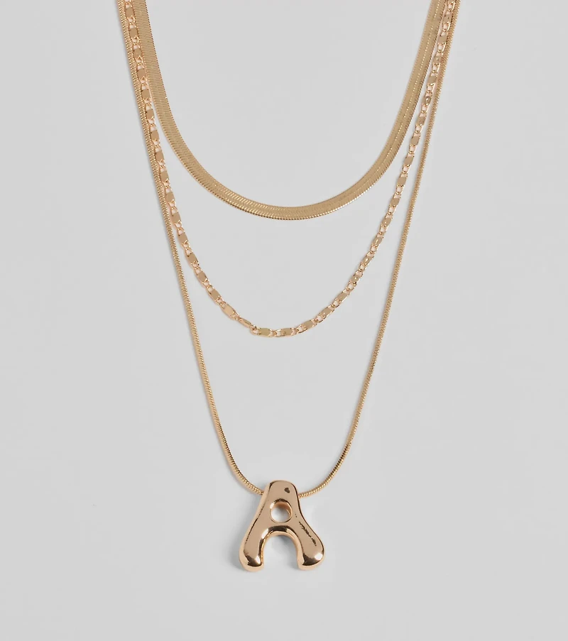 A Initial Layered Bubble Necklace