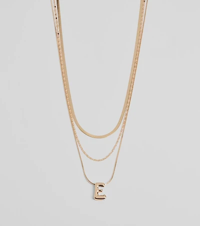 E Initial Layered Bubble Necklace