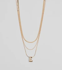 E Initial Layered Bubble Necklace