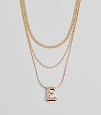 E Initial Layered Bubble Necklace