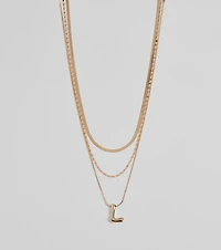L Initial Layered Bubble Necklace