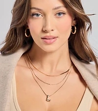 L Initial Layered Bubble Necklace