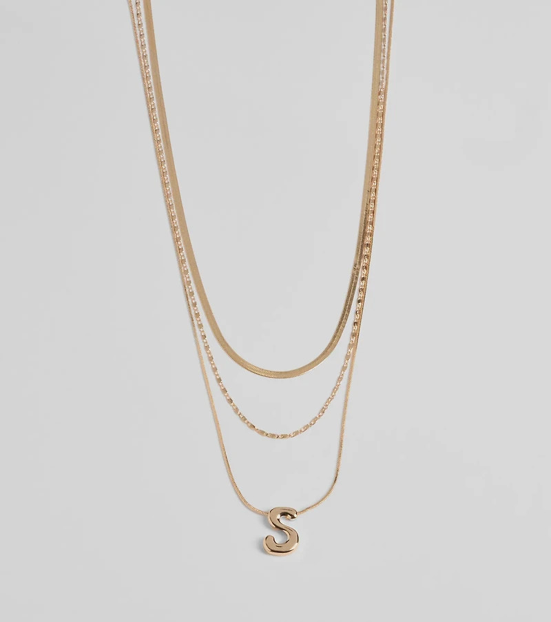 Initial Layered Bubble Necklace