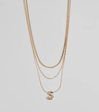 Initial Layered Bubble Necklace