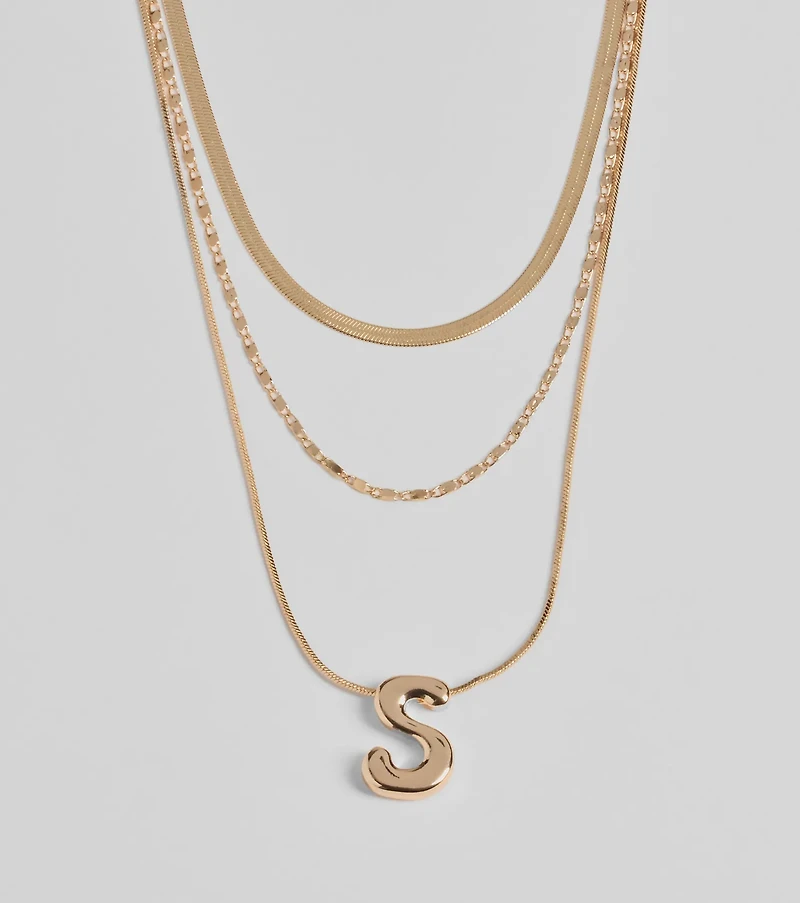 Initial Layered Bubble Necklace