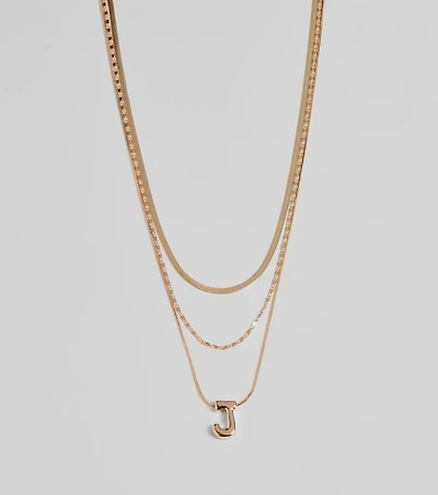 J Initial Layered Bubble Necklace