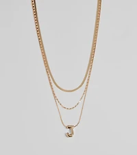 J Initial Layered Bubble Necklace