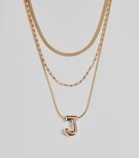 J Initial Layered Bubble Necklace