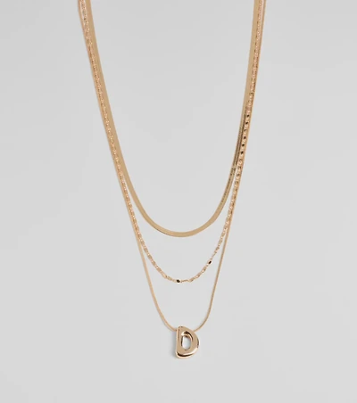 D Initial Layered Bubble Necklace