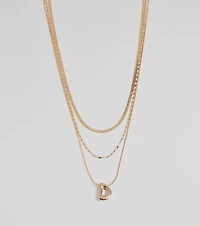 D Initial Layered Bubble Necklace
