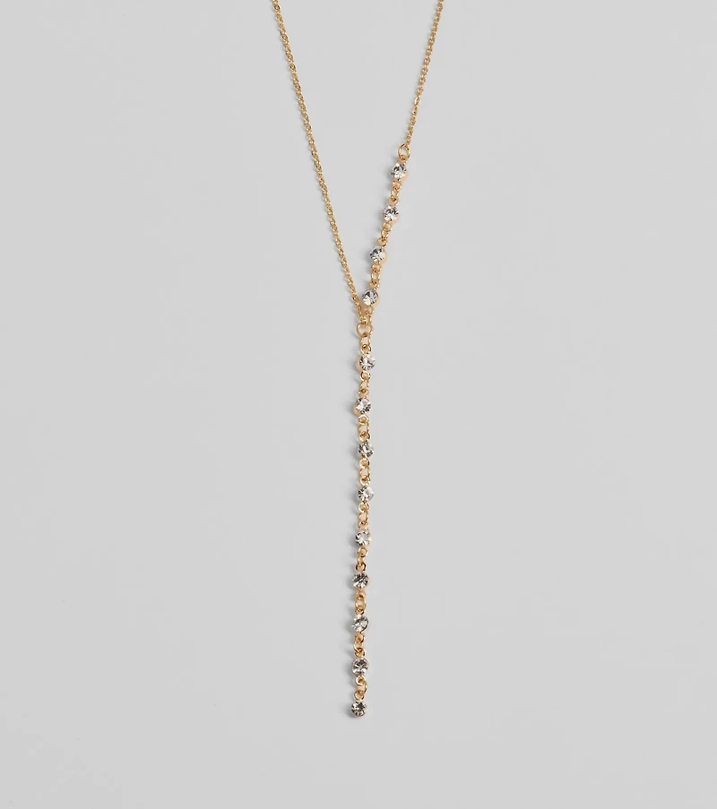 Dainty Sparkle Rhinestone Lariat Necklace
