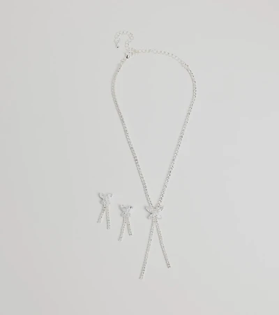 Luxe Butterfly Rhinestone Necklace And Earrings Set