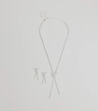 Luxe Butterfly Rhinestone Necklace And Earrings Set