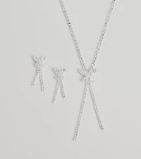 Luxe Butterfly Rhinestone Necklace And Earrings Set