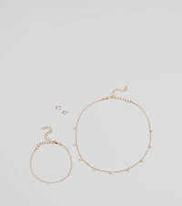 Delicate Glam Rhinestone Necklace, Bracelet, And Earrings Set