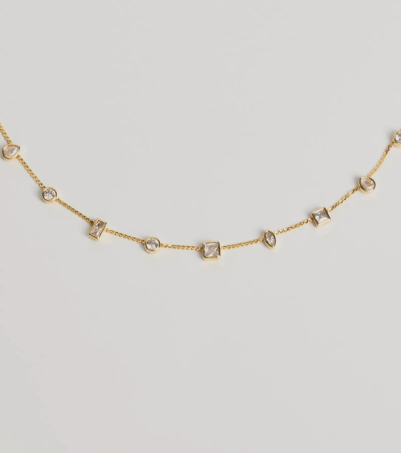 Dainty Chic Geometric Charm Rhinestone Necklace