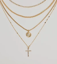 Sleek Bliss Layered Cross Charm Necklace