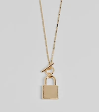 Glam Secret Lock Pendant Charm Necklace