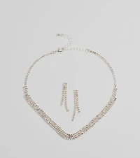 Gorgeous Shimmer Rhinestone Necklace And Earring Set