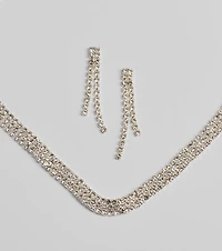 Gorgeous Shimmer Rhinestone Necklace And Earring Set