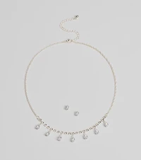 Luxe Dainty Cubic Zirconia Necklace And Stud Earrings Set