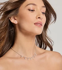 Luxe Dainty Cubic Zirconia Necklace And Stud Earrings Set