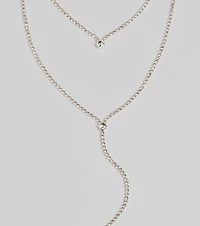 Trendy Glitz Rhinestone Layered Lariat Necklace