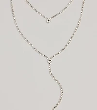 Trendy Glitz Rhinestone Layered Lariat Necklace