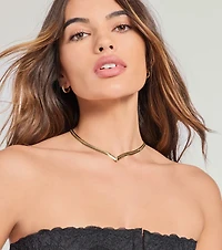 Sleek Sparkle Rhinestone Herringbone Chain Necklace