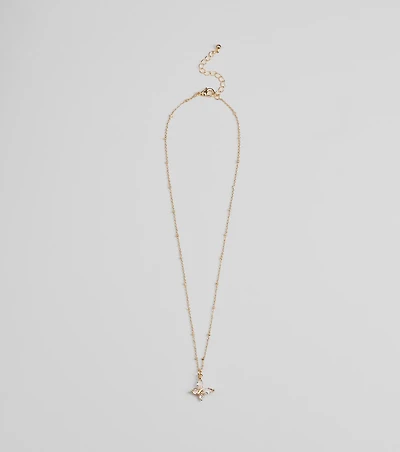 Charming Glam Cubic Zirconia Butterfly Pendant Necklace