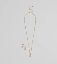 Timeless Glam Cubic Zirconia Necklace And Earrings Set