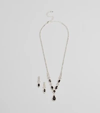 Bold Beauty Teardrop Rhinestone Necklace Set