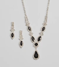 Bold Beauty Teardrop Rhinestone Necklace Set