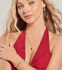 Regal Gemstone Necklace, Bracelet, And Earrings Set