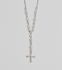 Graceful Elegance Cross Charm Lariat Necklace