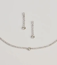 Finest Glam Rhinestone Necklace Set