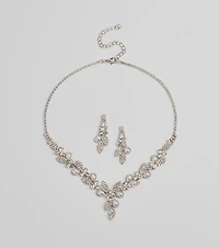 Time To Shine Faux Pearl And Teardrop Rhinestone Necklace Set