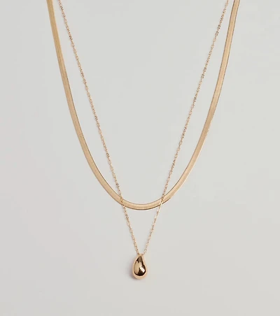 Luxe Layered Teardrop Charm Necklace