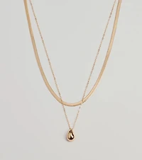 Luxe Layered Teardrop Charm Necklace