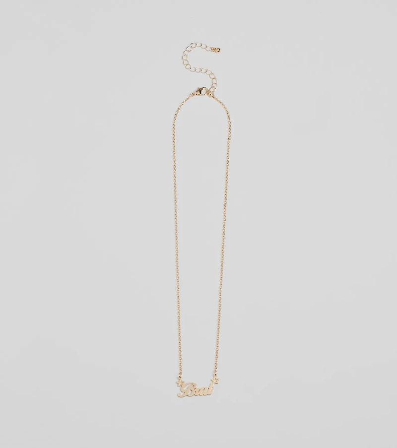 Brat Script Dainty Chain Necklace