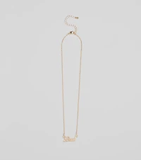 Brat Script Dainty Chain Necklace