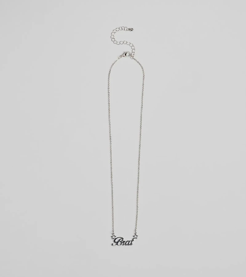 Brat Script Dainty Chain Necklace