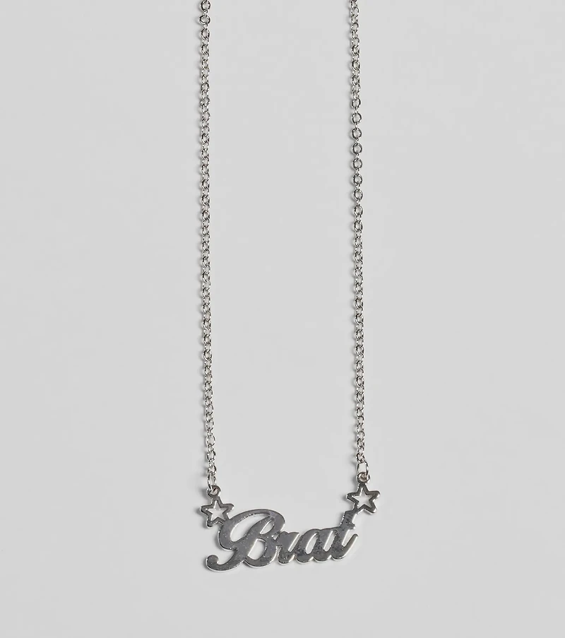Brat Script Dainty Chain Necklace