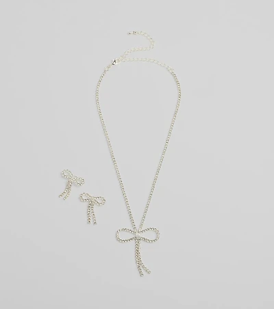 Adorably Glam Bow Necklace And Earrings Set