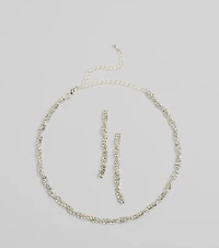 Glamorous Twists Rhinestone Necklace And Earrings Set