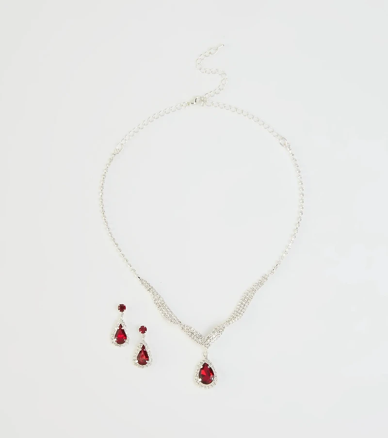 Gorgeous Radiance Gemstone Necklace And Earrings Set