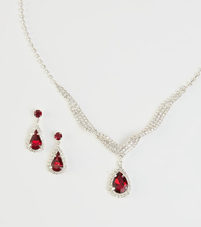 Gorgeous Radiance Gemstone Necklace And Earrings Set