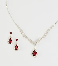 Gorgeous Radiance Gemstone Necklace And Earrings Set