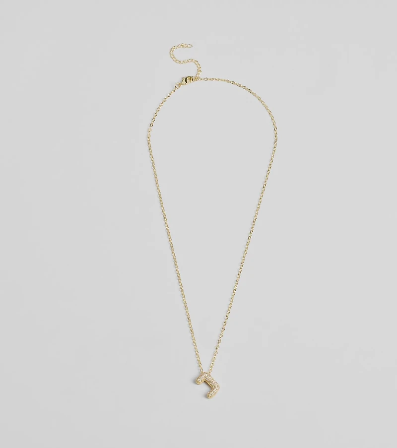 Bubble Letter Monogram Rhinestone Necklace